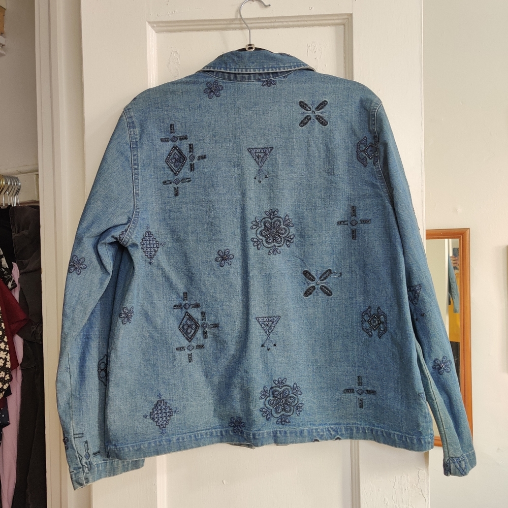 Vintage Bohemian Hippie Beaded Denim Jacket